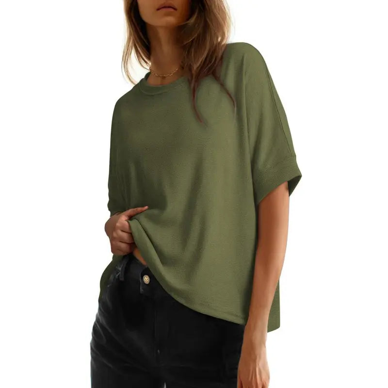 Women's Loose Oversized Basic Tee - Comfortable Fit