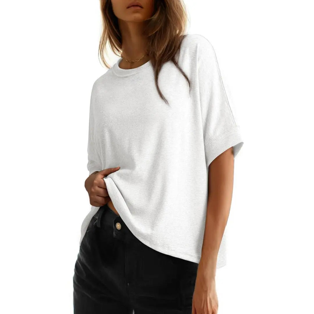 Women's Loose Oversized Basic Tee - Comfortable Fit