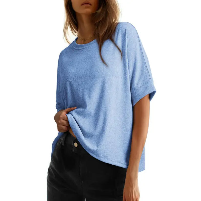 Women's Loose Oversized Basic Tee - Comfortable Fit