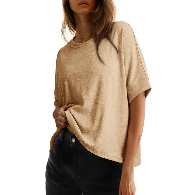 Women's Loose Oversized Basic Tee - Comfortable Fit