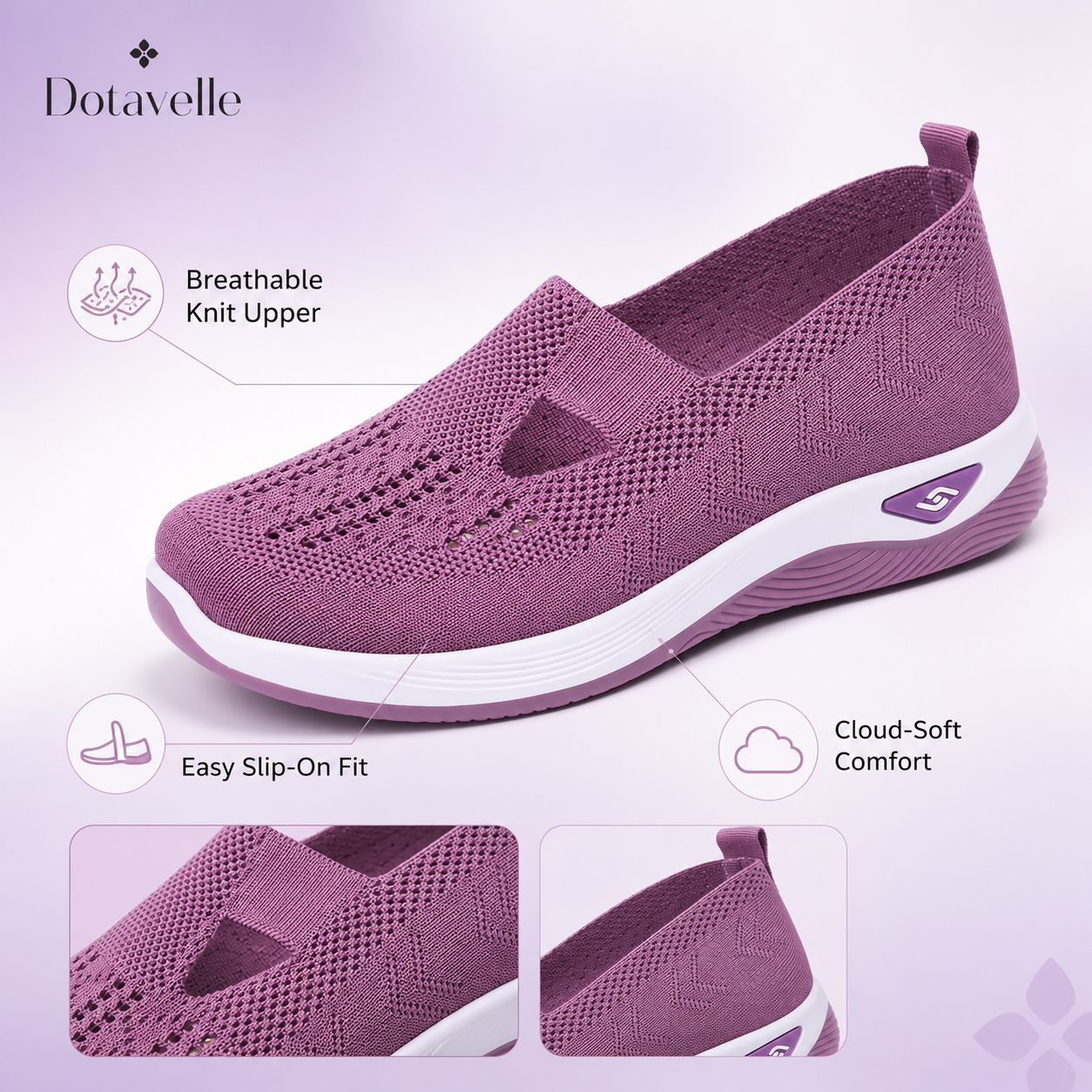 Dotavelle Women's Breathable Knit Arch Support Comfort Walking Shoes