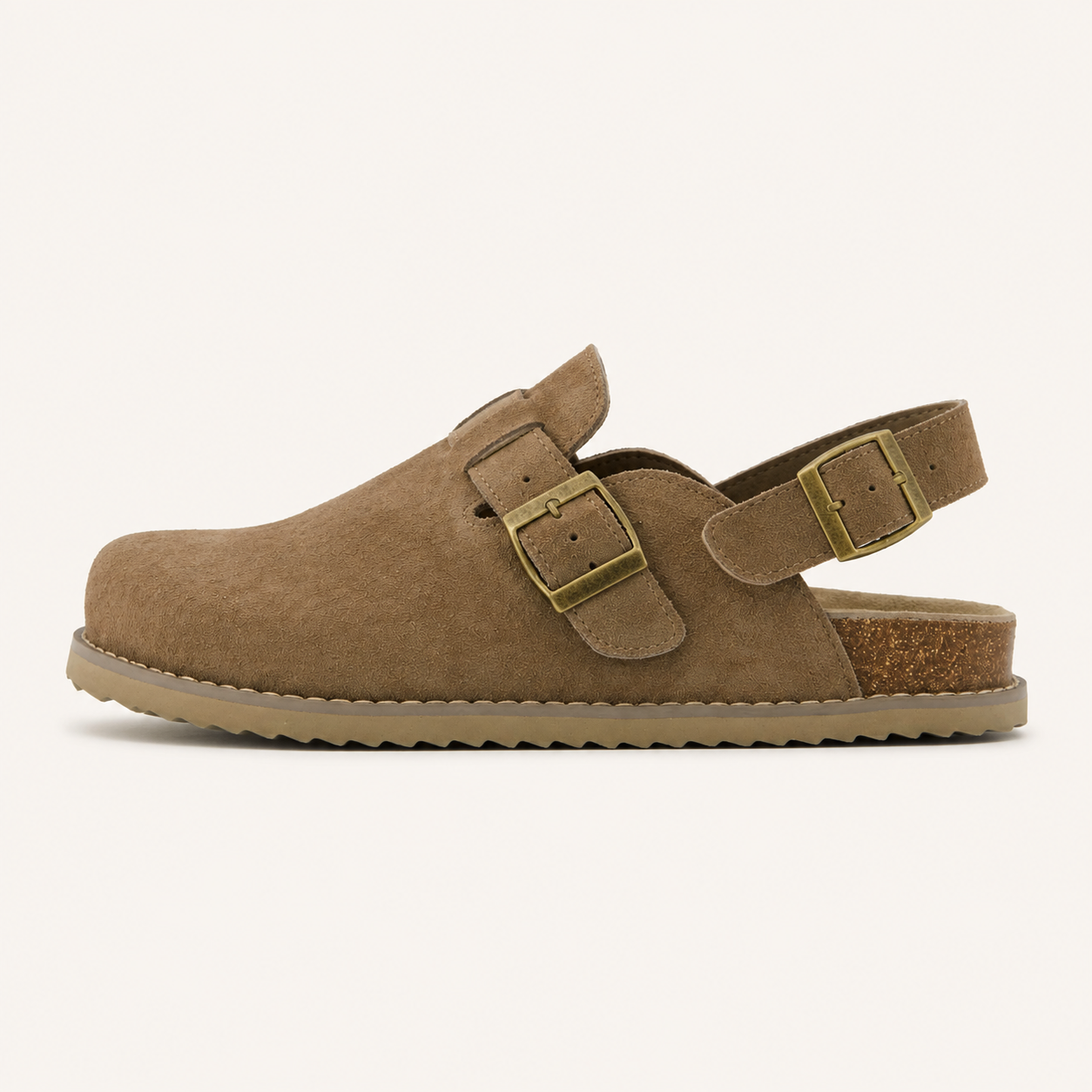 Women’s Genuine Suede Slingback Clogs – Memory Foam Cork Footbed & Adjustable Buckles