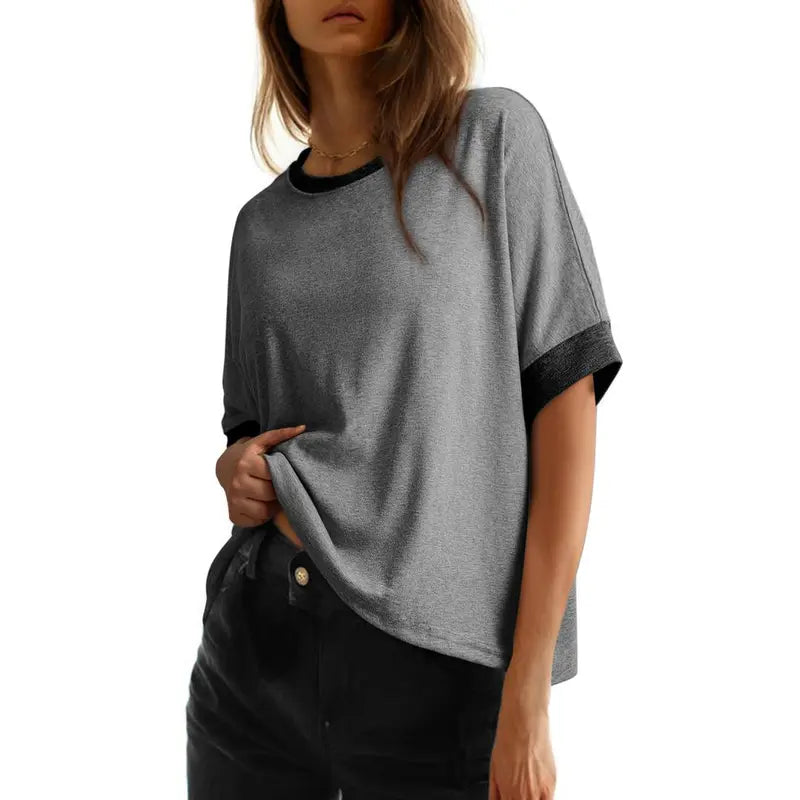 Women's Loose Oversized Basic Tee - Comfortable Fit