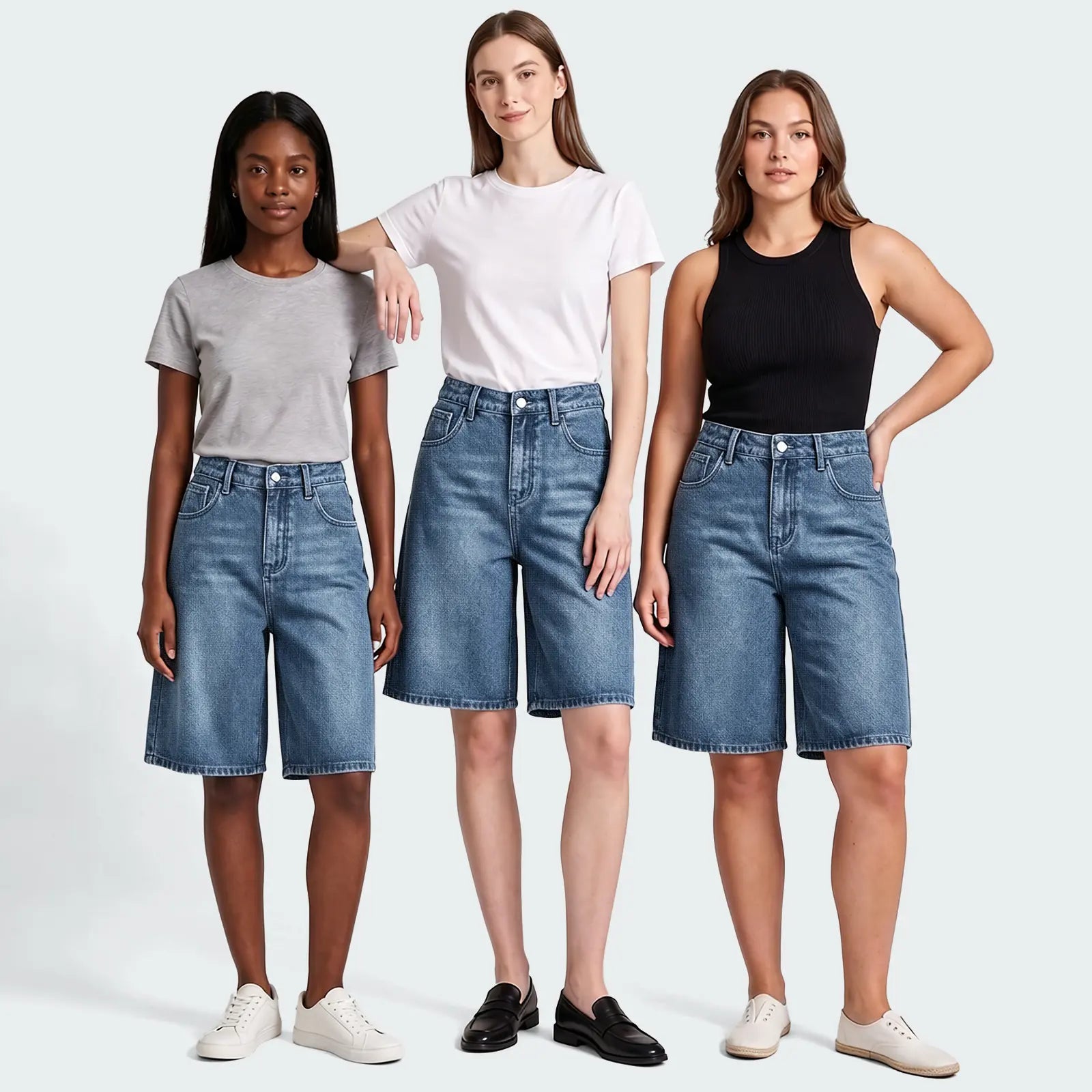 Women's Jorts Mid-Low Waisted Baggy Jeans