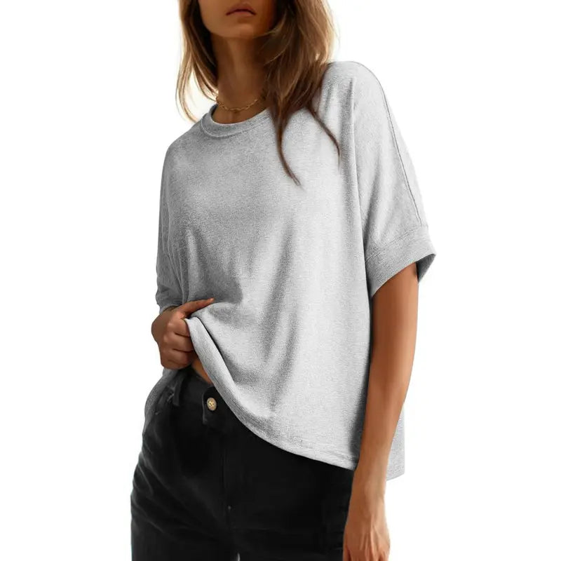 Women's Loose Oversized Basic Tee - Comfortable Fit