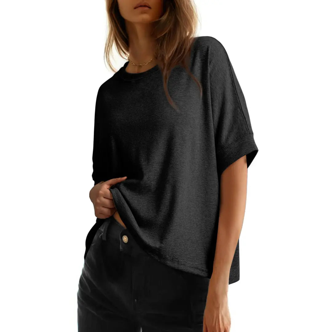 Women's Loose Oversized Basic Tee - Comfortable Fit