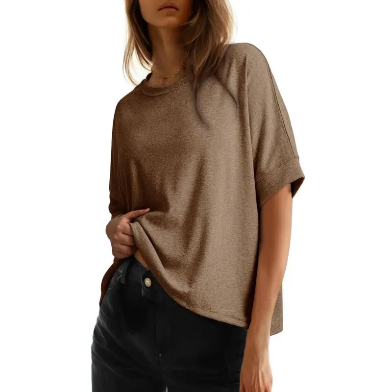 Women's Loose Oversized Basic Tee - Comfortable Fit