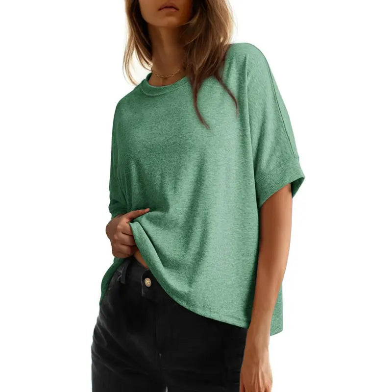 Women's Loose Oversized Basic Tee - Comfortable Fit